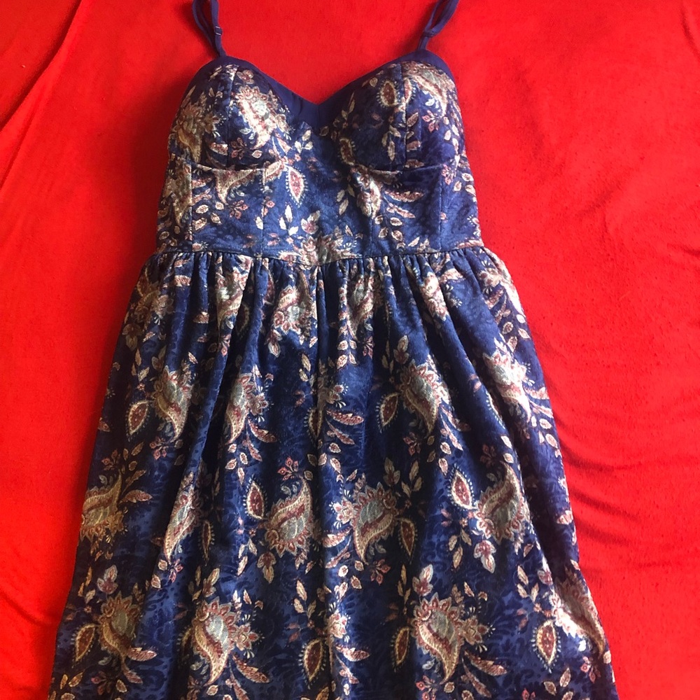 Xhilaration Blue Suede Floral Dress Size M
